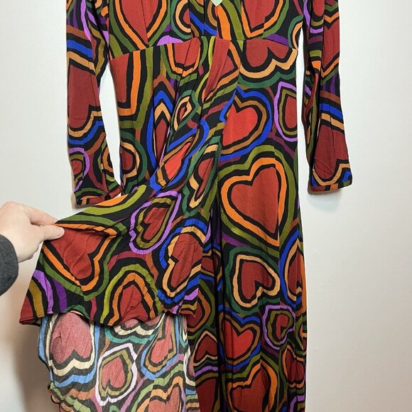 Farm Rio NWT Rainbow Wild Hearts‎ Maxi Dress Size Small - Picture 5 of 11
